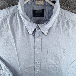 Gitman Bros Oxford Cotton Button-Down Blue USA 18 36 Pinpoint Shirt Pocket Mens